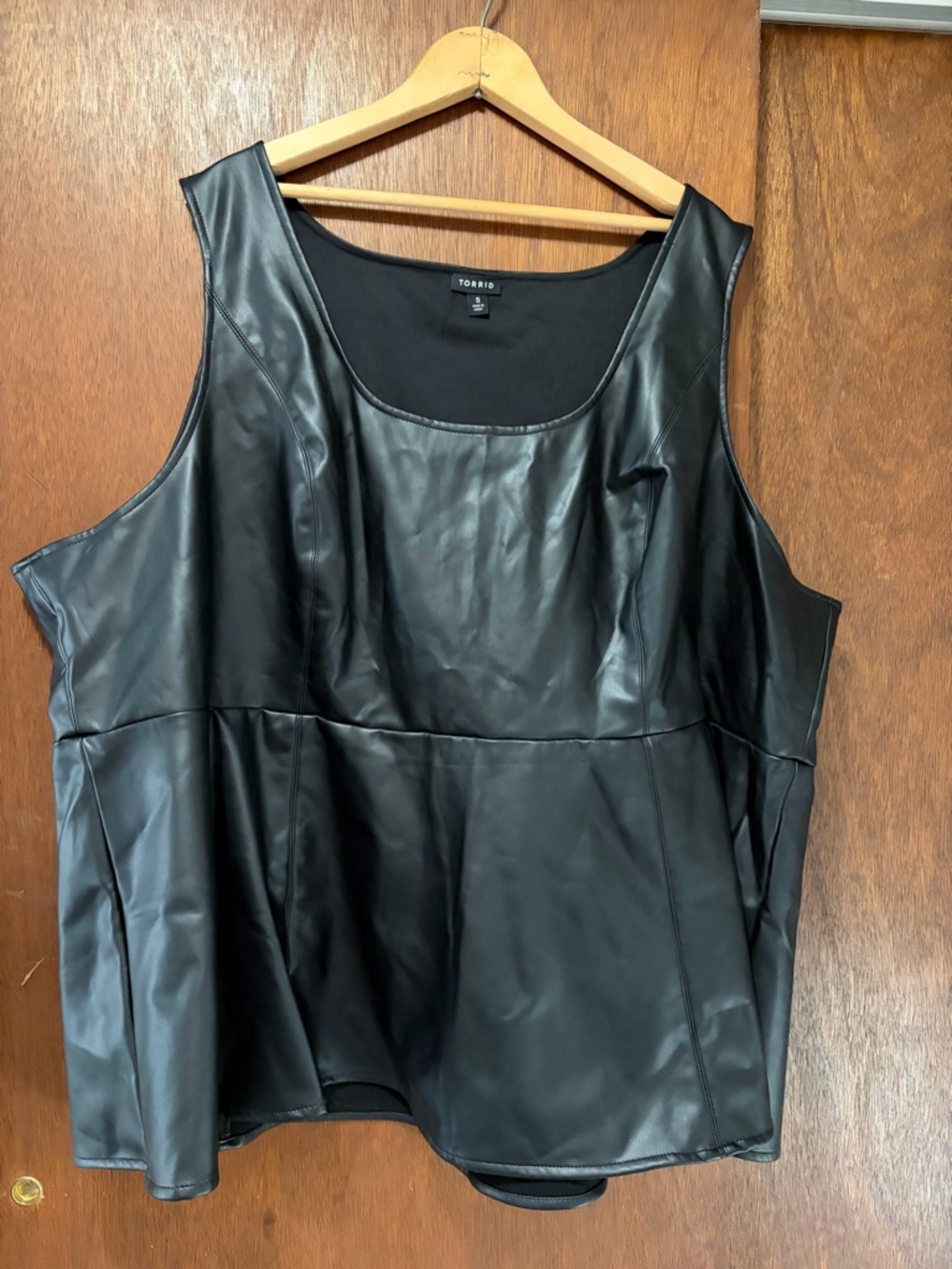 Torrid Black Faux Leather Peplum-Style Tank